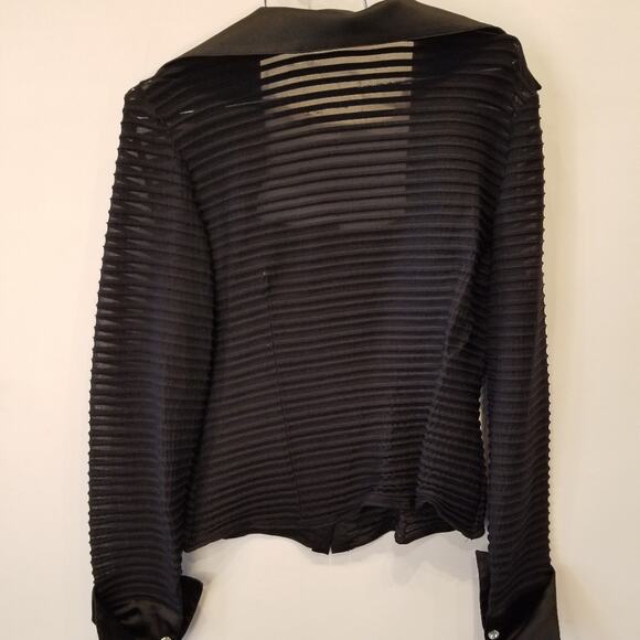 Formal Sheer Black Stretch Button Top Wide Lapels Holiday Party Cruise Plus Sz1X - Picture 7 of 12